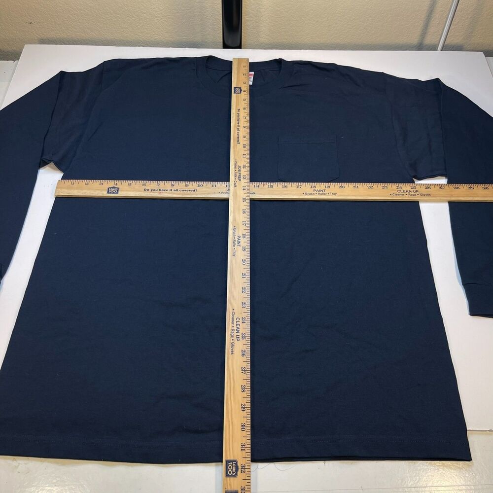 NEW Bayside Union USA Made Long Sleeve Pocket Work Shirt Sz Mens XXL Navy Blue